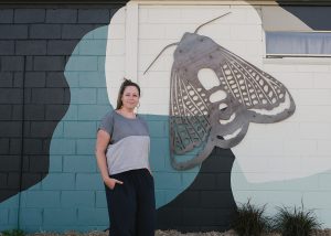 Kirrily Anderson, 'Cup Moths' mural, Cobram, 2020
