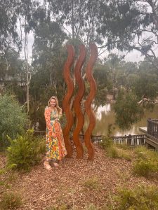 Our River. 3m tall, made of sheet metal. Located along the Edward Kolety River, Deniliquin.
